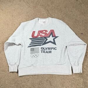 USA Olympic Team Gray Graphic Crewneck Sweatshirt Small Abercrombie